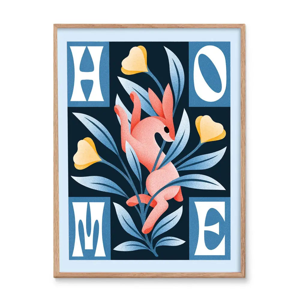 Julie Solvstrom Illustration - Home Rabbit Art Print | Decor | Animal Quote