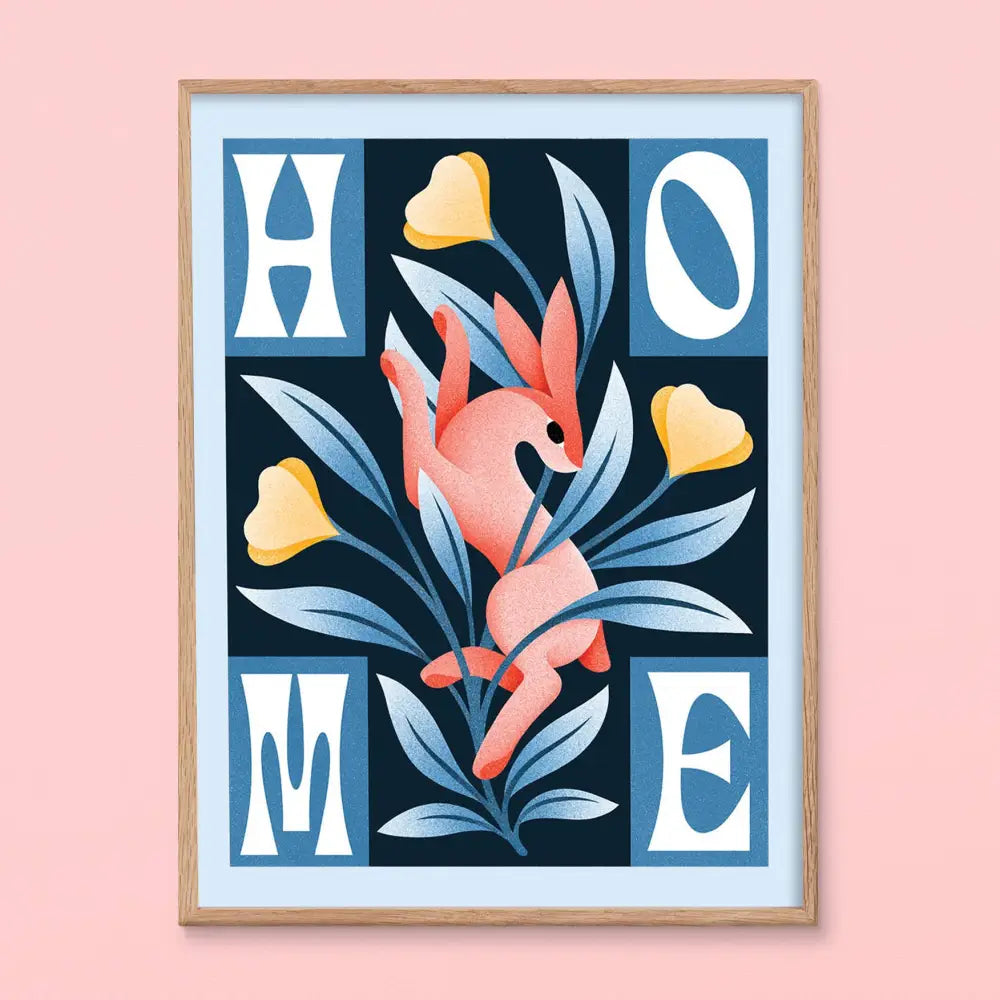Julie Solvstrom Illustration - Home Rabbit Art Print | Decor | Animal Quote