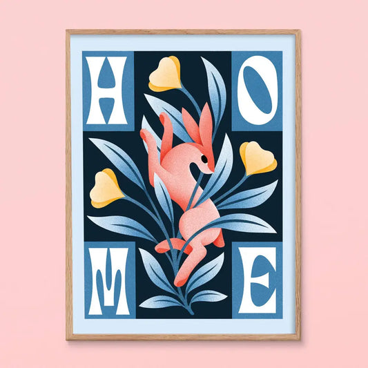 Julie Solvstrom Illustration - Home Rabbit Art Print | Decor | Animal Quote