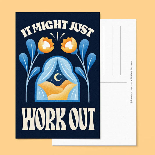 Julie Solvstrom Illustration - It Might Just Work Out Postcard