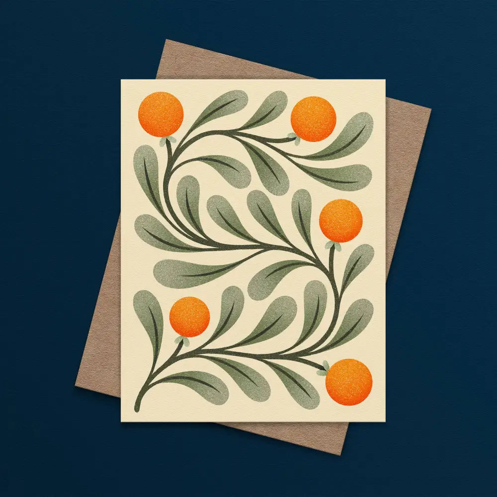 Julie Solvstrom Illustration - Oranges Floral Card