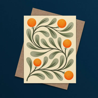 Julie Solvstrom Illustration - Oranges Floral Card