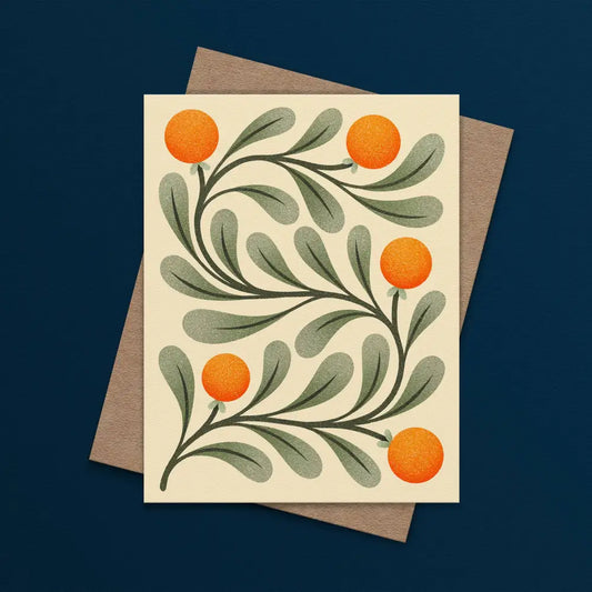 Julie Solvstrom Illustration - Oranges Floral Card