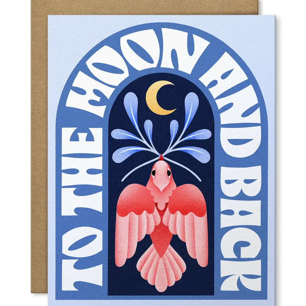 To the Moon and Back Pink Bird Card - PABOOM