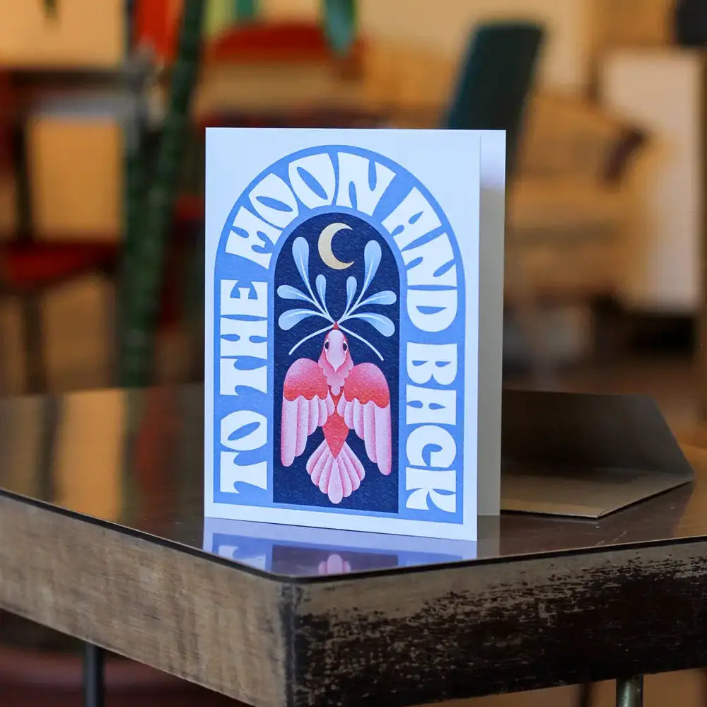 To the Moon and Back Pink Bird Card - PABOOM