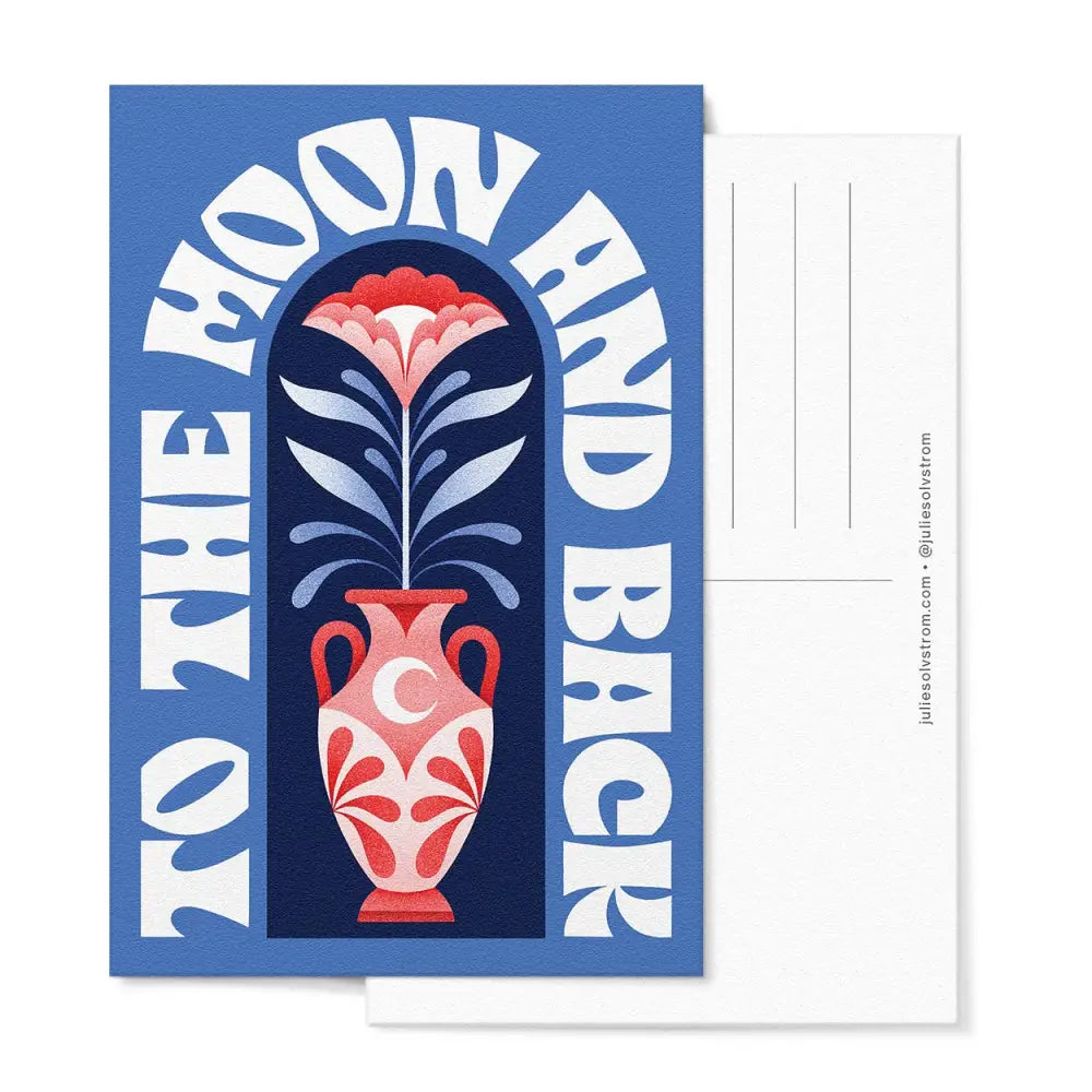 Julie Solvstrom Illustration - To The Moon And Back Postcard