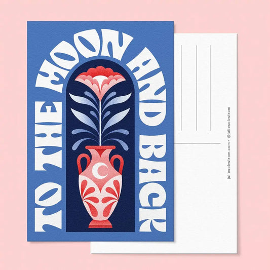 Julie Solvstrom Illustration - To The Moon And Back Postcard
