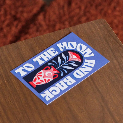 Julie Solvstrom Illustration - To The Moon And Back Postcard