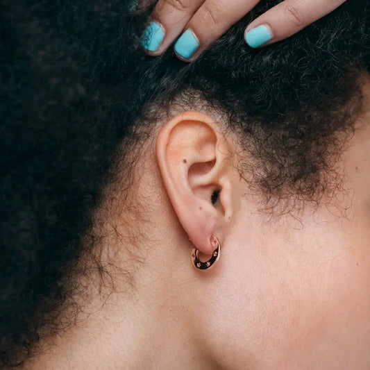 Cut Out Star Hoop Earrings - Silver