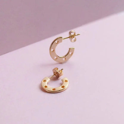 Cut Out Star Hoop Earrings - Gold