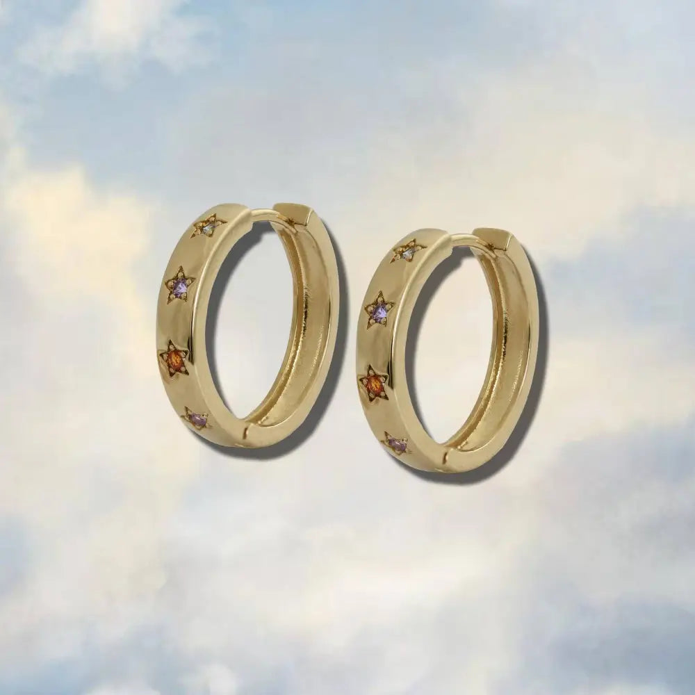 Disco Star Hoop Earrings - Gold