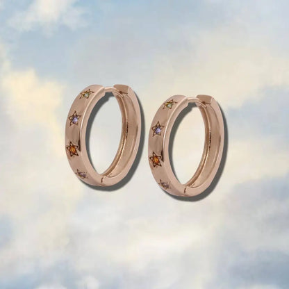 Disco Star Hoop Earrings - Gold