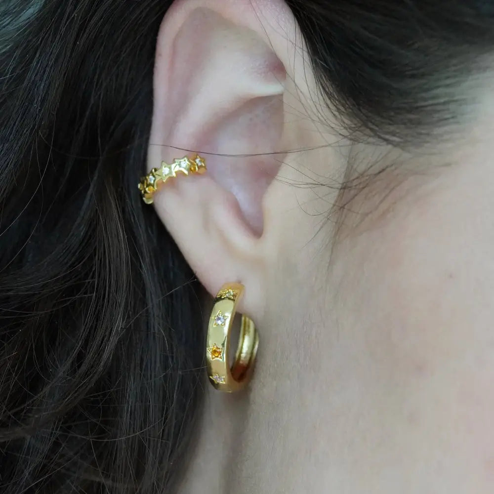 Disco Star Hoop Earrings - Gold