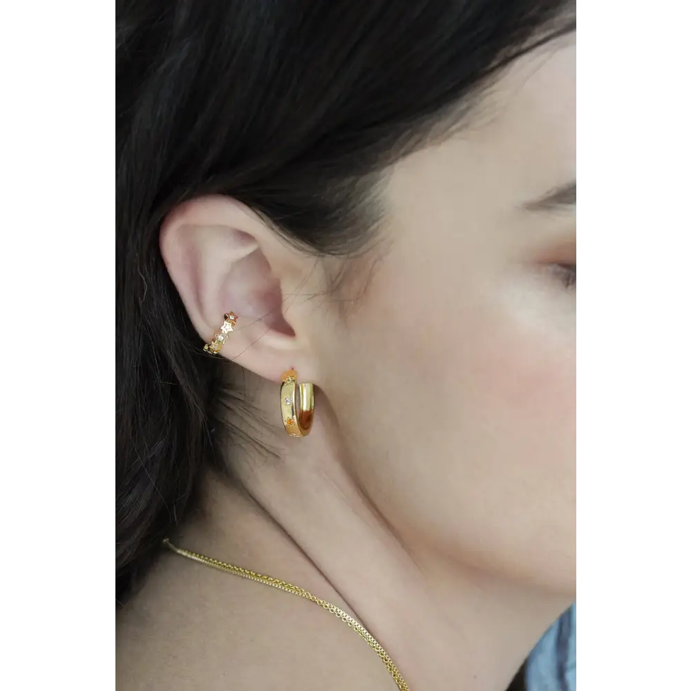 Disco Star Hoop Earrings - Silver