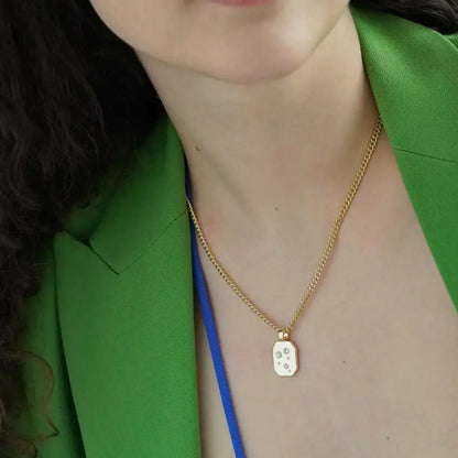 Glitter Pendant Chunky Chain Necklace Gold - PABOOM