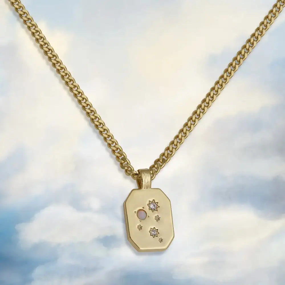 Glitter Pendant Chunky Chain Necklace Gold - PABOOM