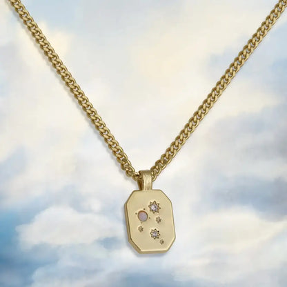 Glitter Pendant Chunky Chain Necklace Gold - PABOOM