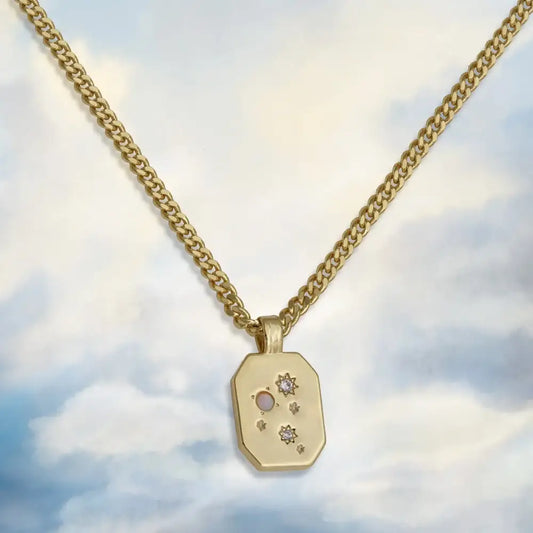 Glitter Pendant Chunky Chain Necklace Gold - PABOOM