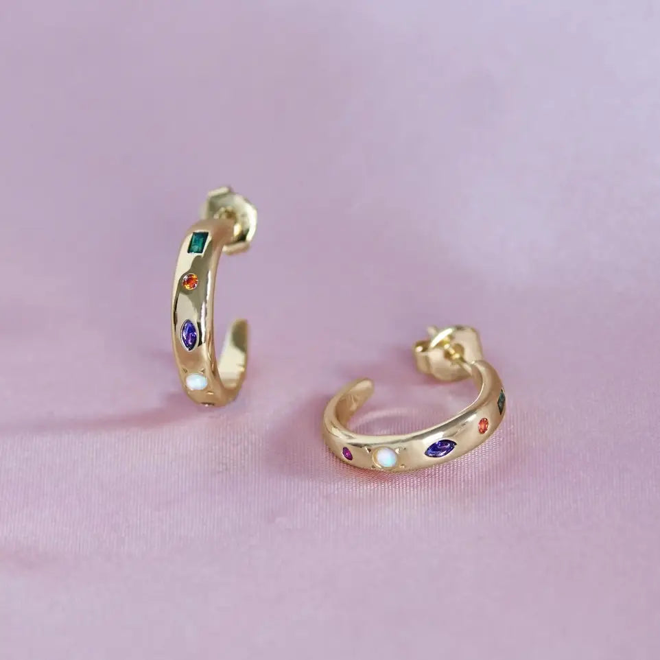 Kaleidoscope Gemstone Hoop Earrings - PABOOM