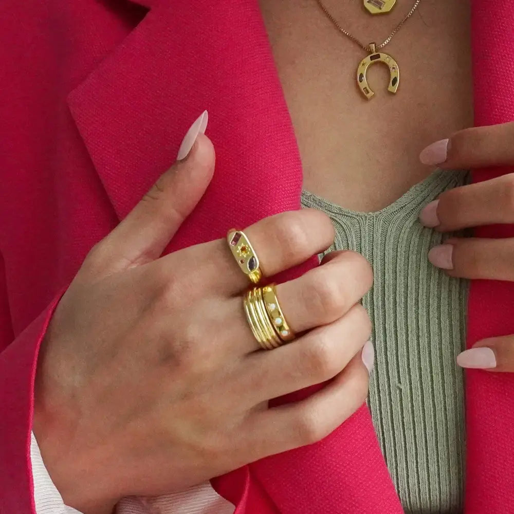 Kaleidoscope Gemstone Ring - Gold