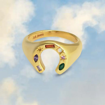 Kaleidoscope Lucky Charm Signet Ring - Gold