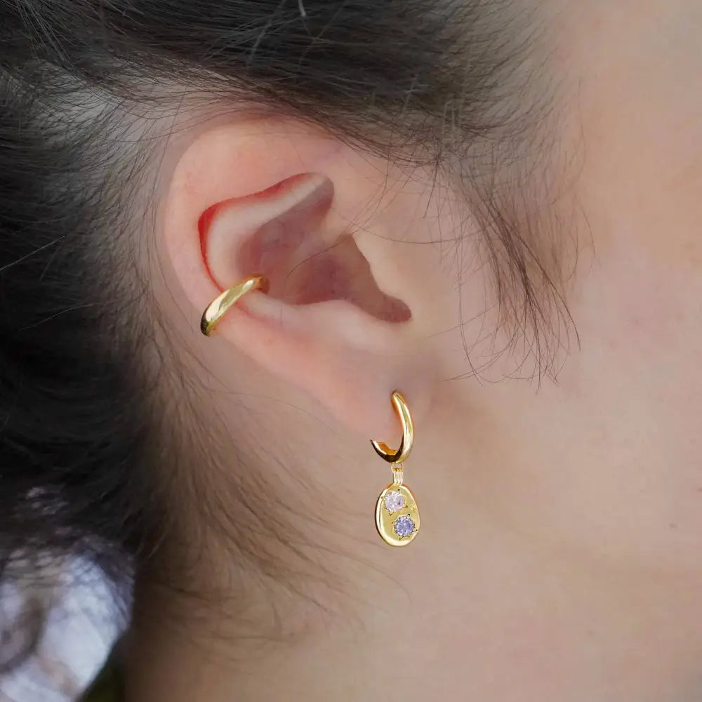 Gemstone Mini Pebble Hoop Earrings - PABOOM