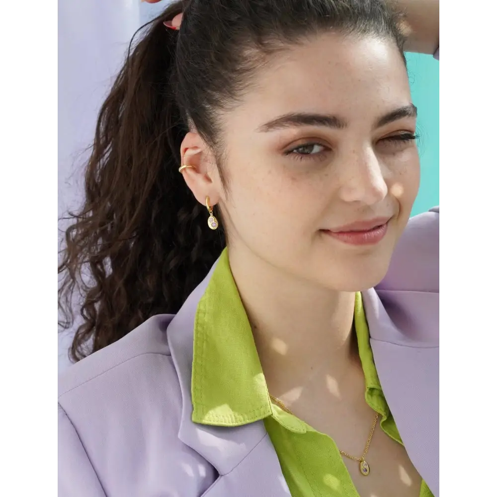 Gemstone Mini Pebble Hoop Earrings - PABOOM