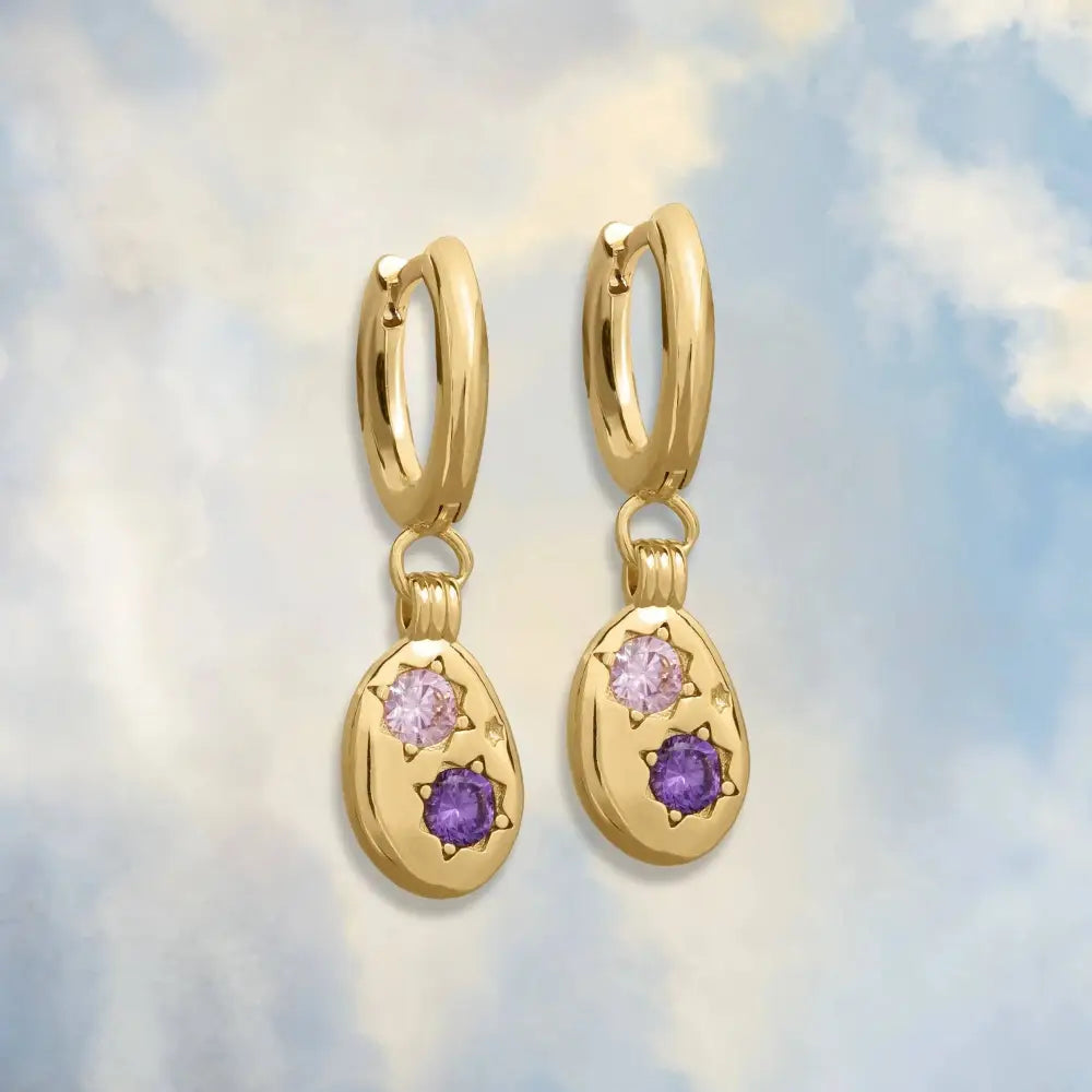 Gemstone Mini Pebble Hoop Earrings - Gold
