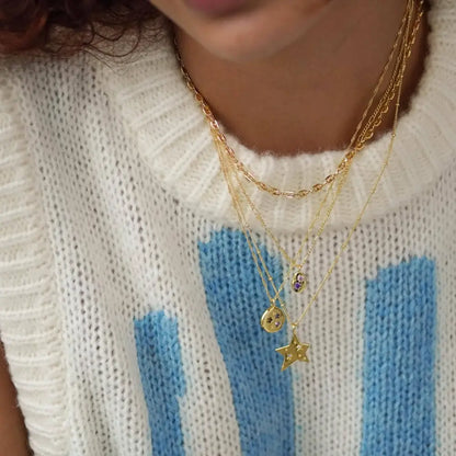 Gemstone Mini Pebble Necklace - Gold