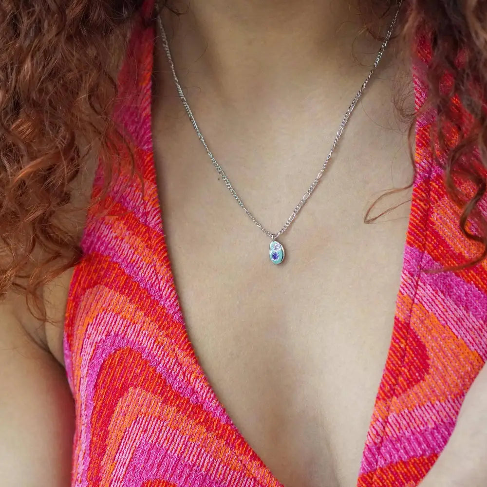 Gemstone Mini Pebble Necklace - Silver