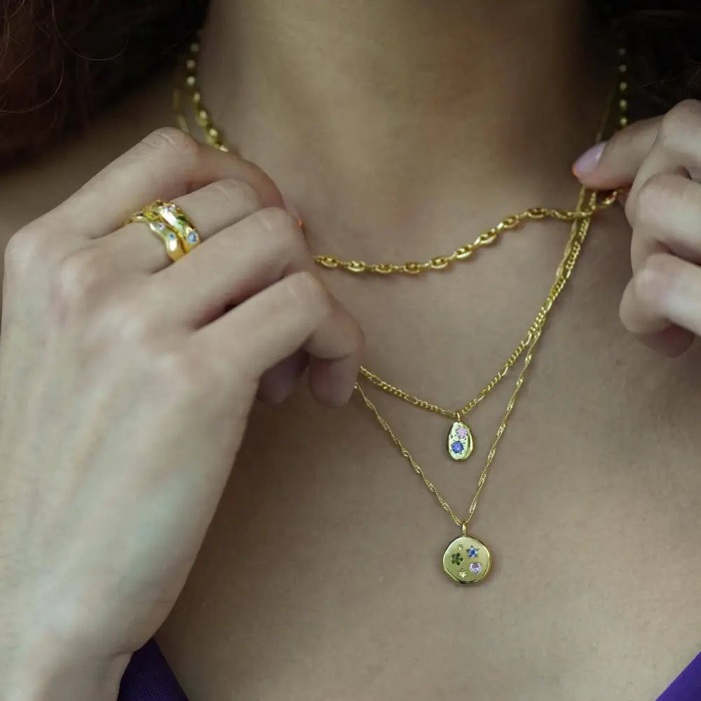 Gemstone Mini Pebble Necklace - Gold