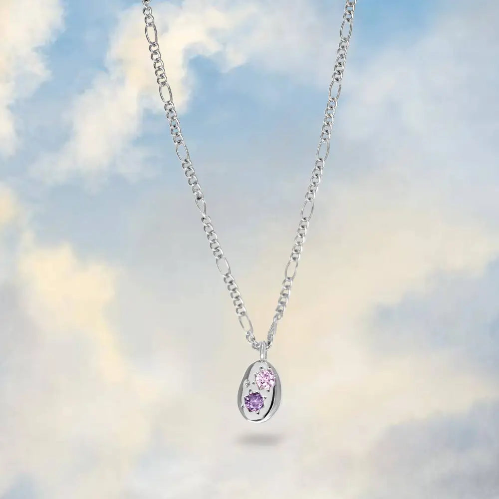 Gemstone Mini Pebble Necklace - Silver
