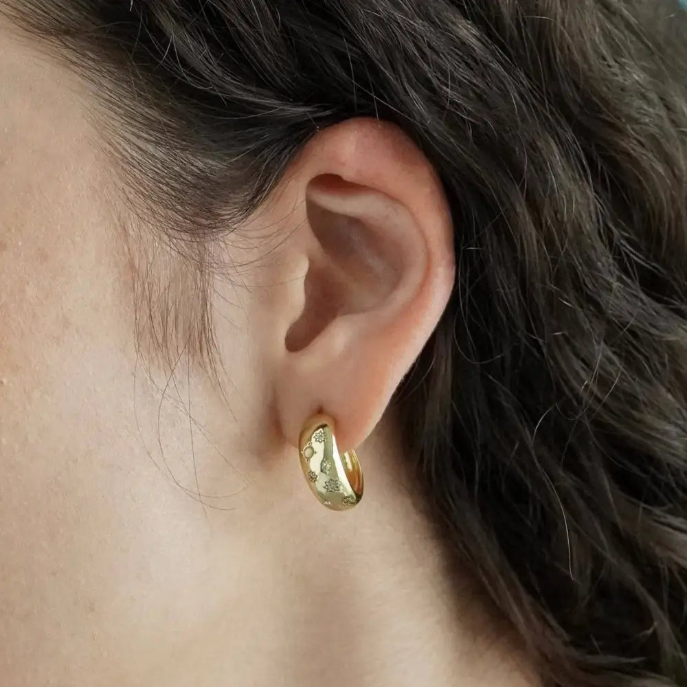 Glitter Chunky Hoop Earrings - Silver