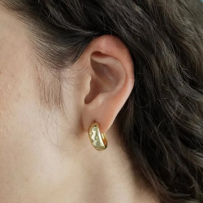 Glitter Chunky Hoop Earrings - Silver