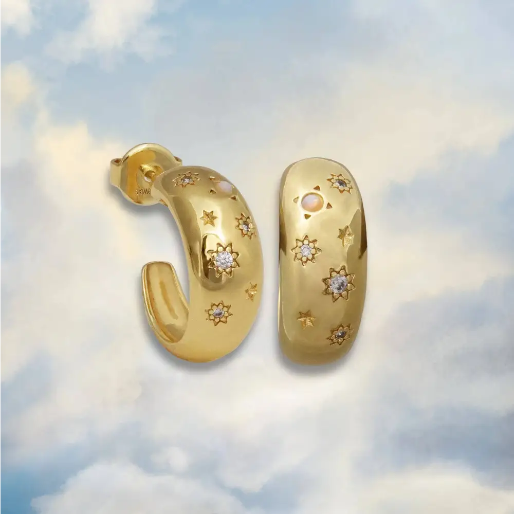 Glitter Chunky Hoop Earrings - Gold