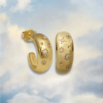 Glitter Chunky Hoop Earrings - Gold