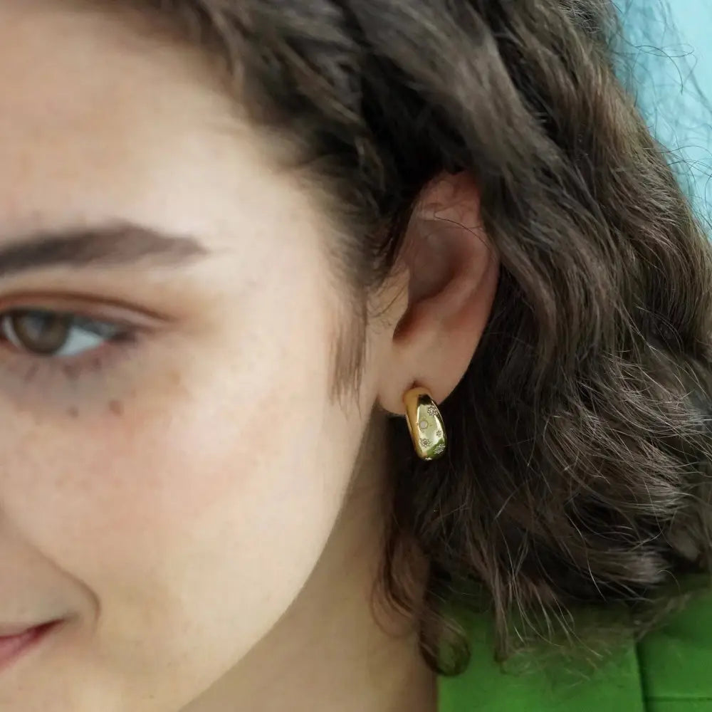 Glitter Chunky Hoop Earrings - Gold