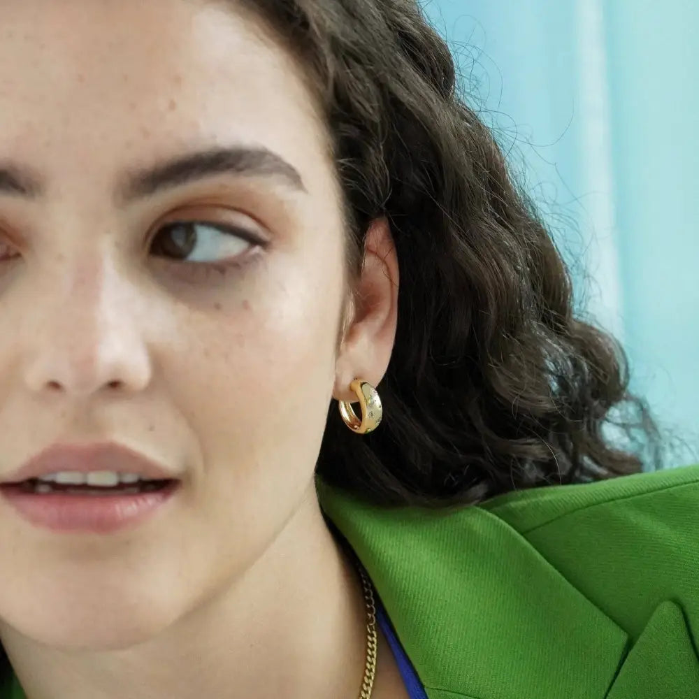 Glitter Chunky Hoop Earrings - PABOOM