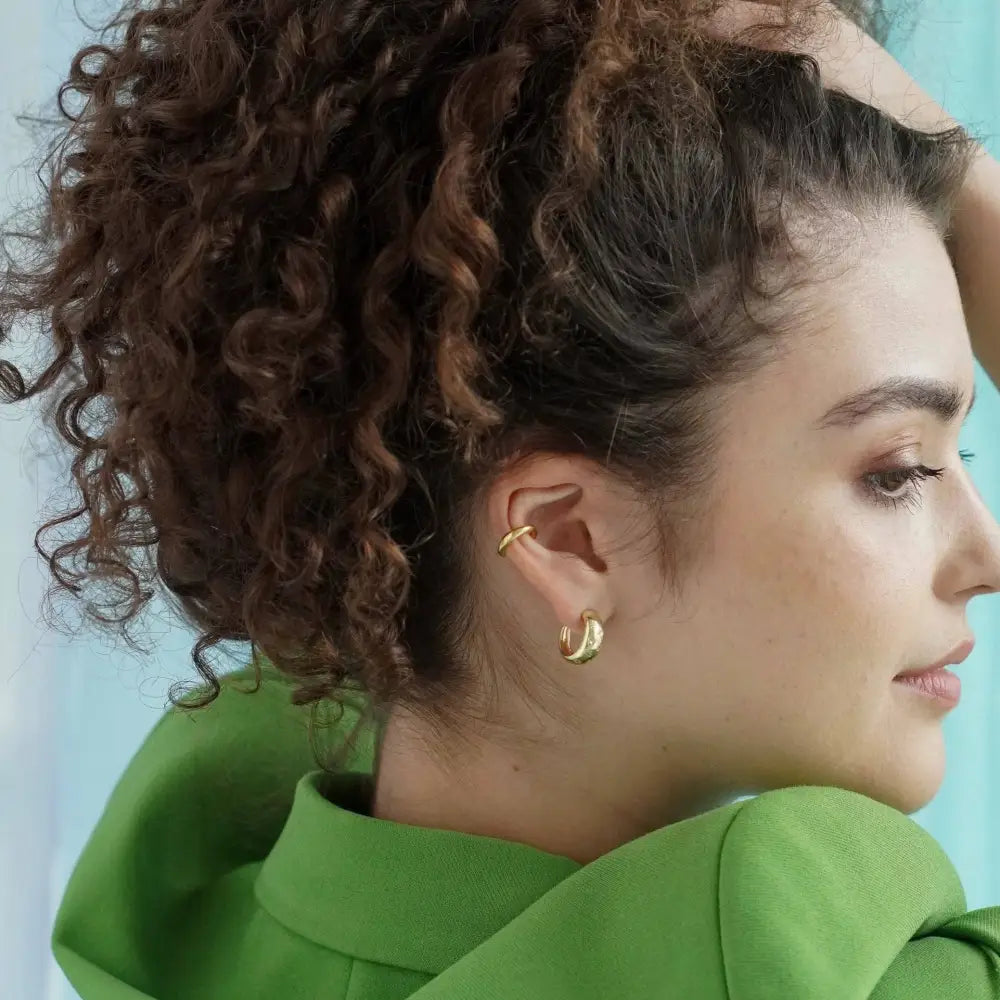 Glitter Chunky Hoop Earrings - Silver