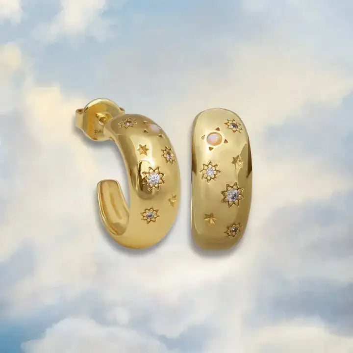 Junk Jewels Ltd - Glitter Chunky Hoop Earrings Gold