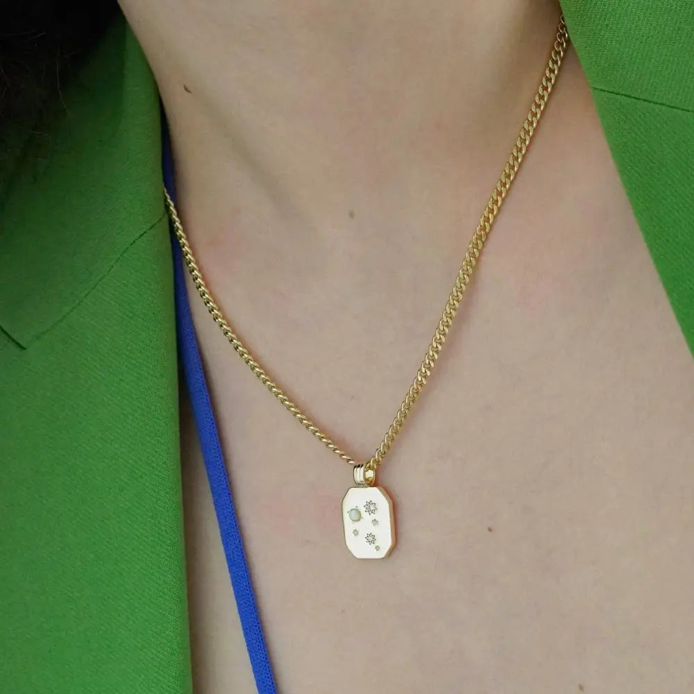 Junk Jewels Ltd - Glitter Pendant Chunky Chain Necklace Silver