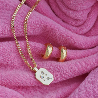 Junk Jewels Ltd - Glitter Pendant Chunky Chain Necklace Silver