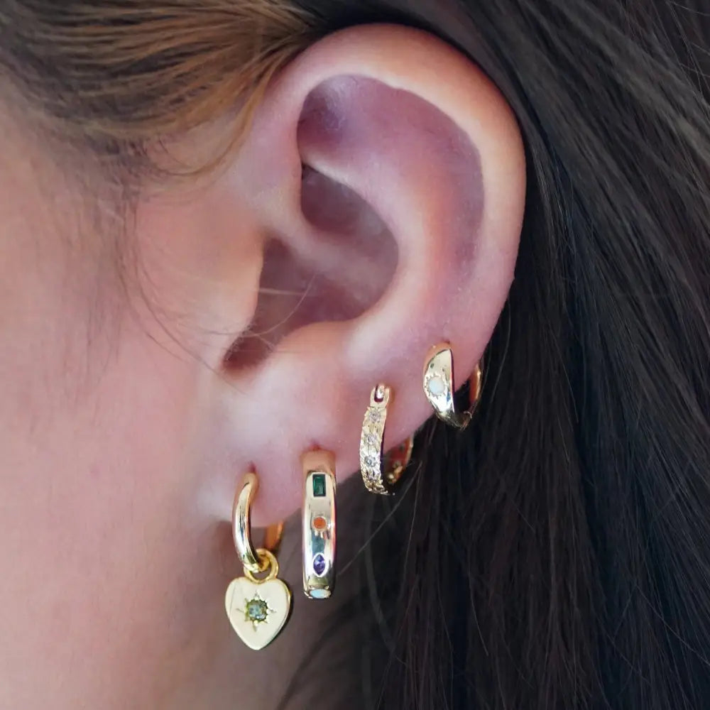 Junk Jewels Ltd - Kaleidoscope Gemstone Hoop Earrings Silver