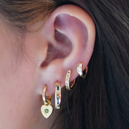Junk Jewels Ltd - Kaleidoscope Gemstone Hoop Earrings Silver
