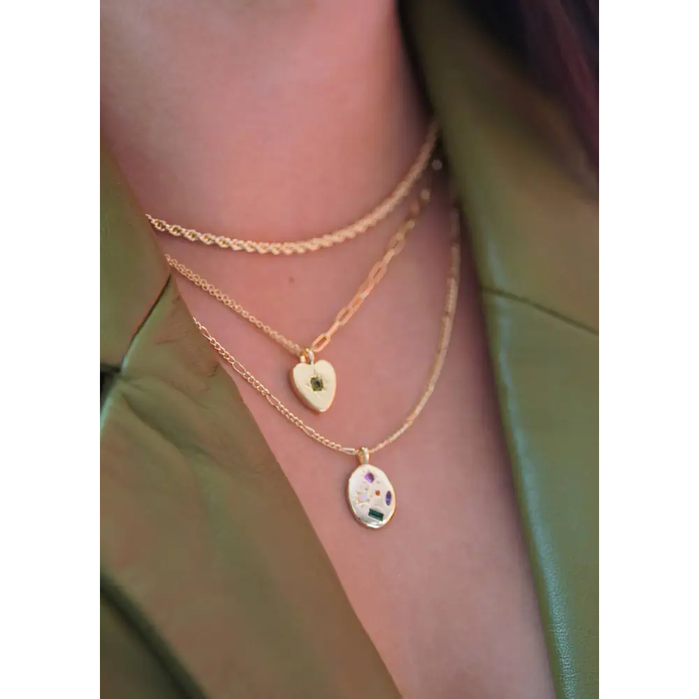 Kaleidoscope Gemstone Rainbow Necklace - Gold
