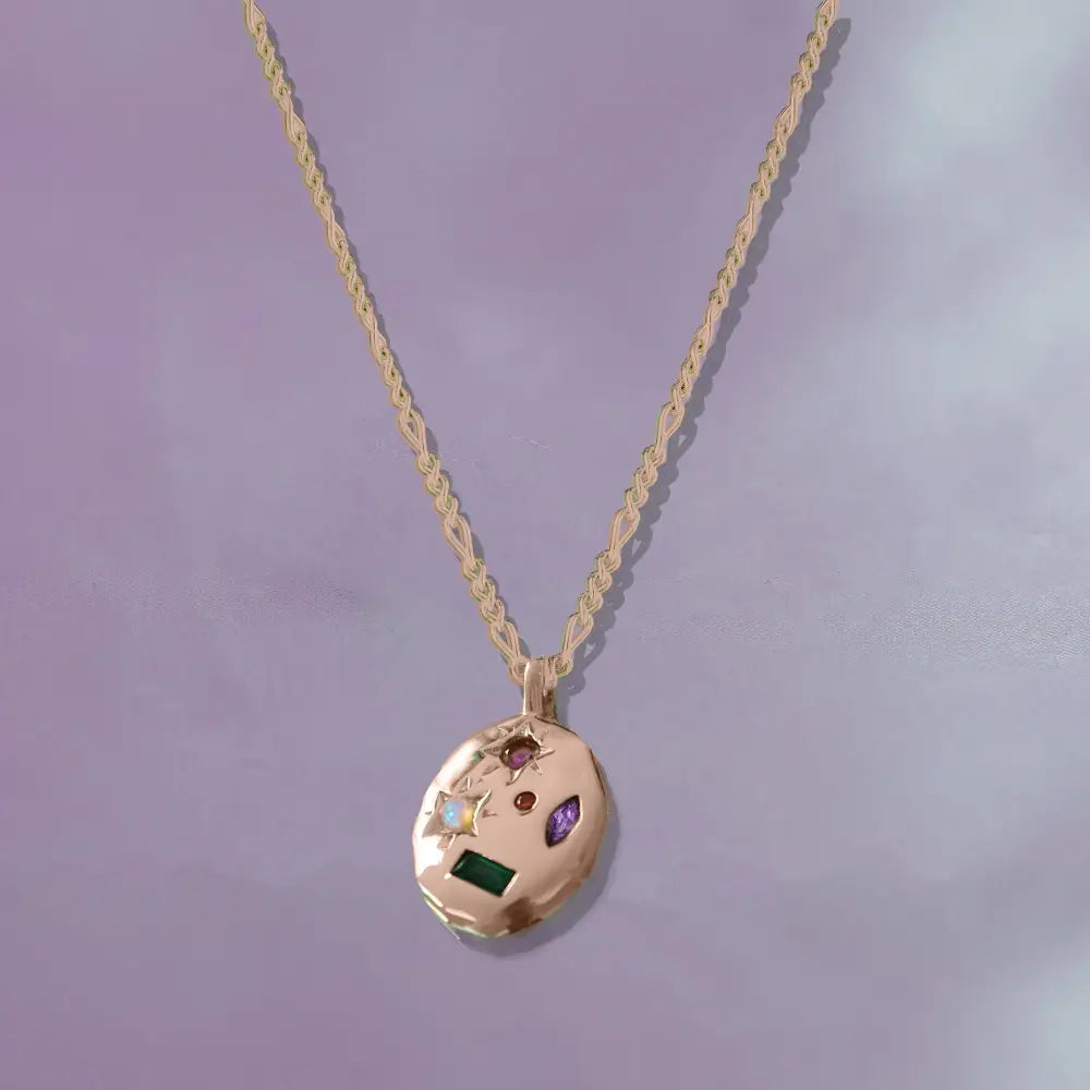 Kaleidoscope Gemstone Rainbow Necklace - Silver