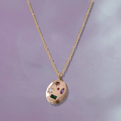 Kaleidoscope Gemstone Rainbow Necklace - Gold