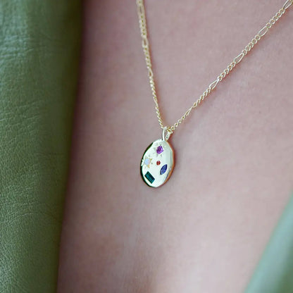 Kaleidoscope Gemstone Rainbow Necklace - Silver