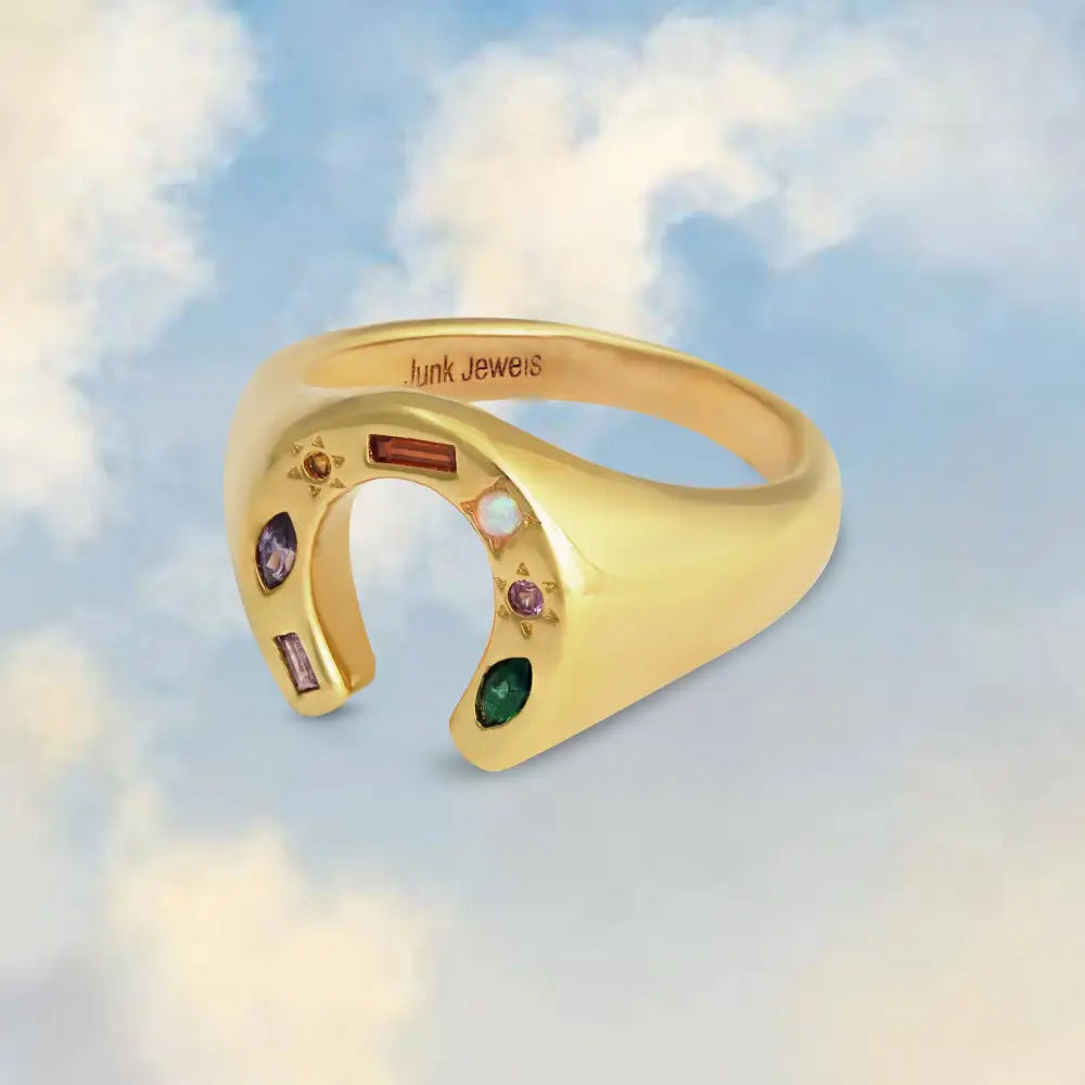 Junk Jewels Ltd - Kaleidoscope Lucky Charm Signet Ring Silver / Extra Large