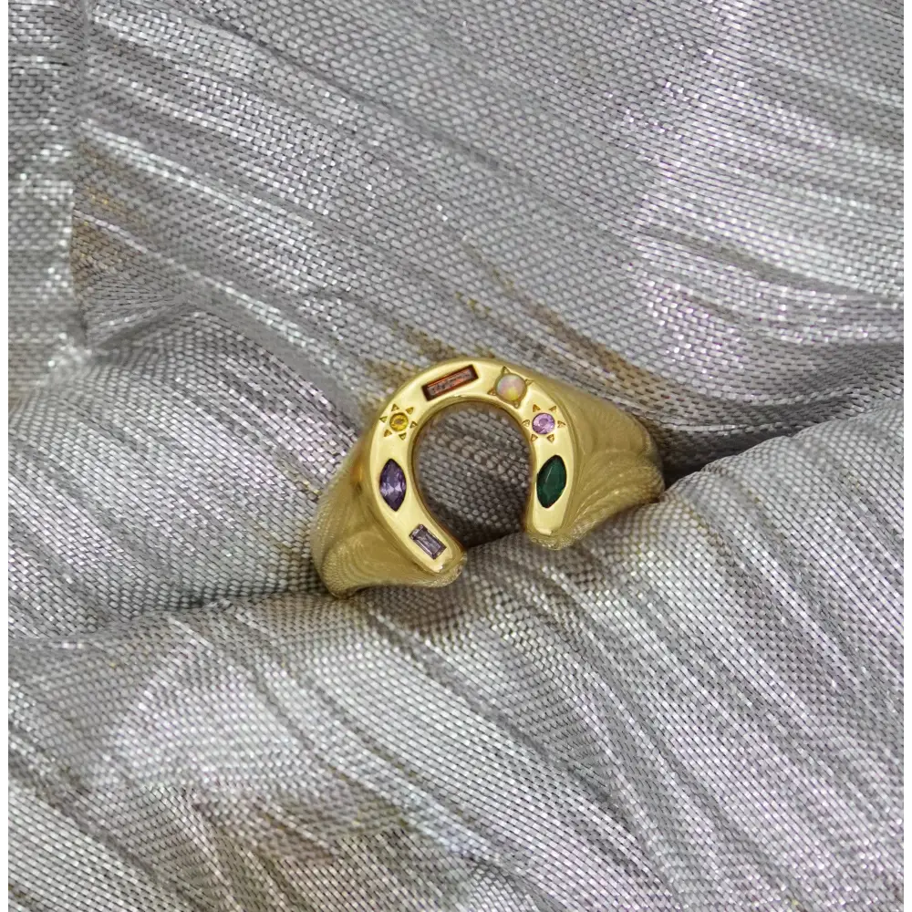 Junk Jewels Ltd - Kaleidoscope Lucky Charm Signet Ring Silver / Extra Large